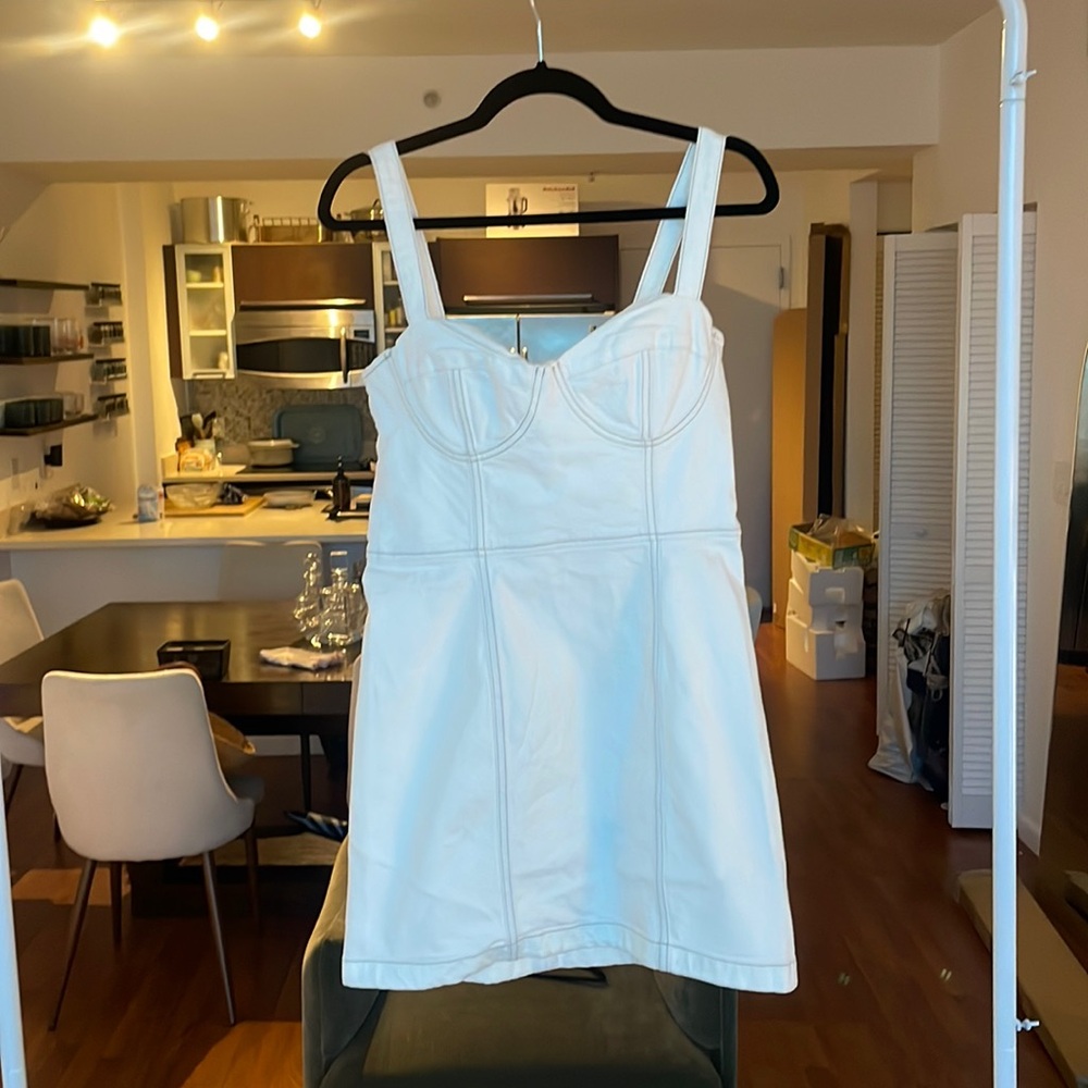 White Denim Bustier Reformation dress Size 10
